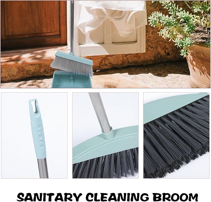 Heavy-Duty Broom Outdoor Indoor Broom for Floor Cleaning with Long Handle 34 inch for Sweeping Concrete Courtyard Garage Patio Indoor Home Kitchen Office Lobby