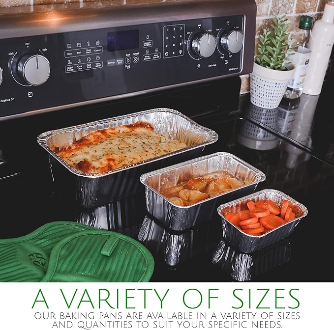 PLASTICPRO [2 Lb 25 Pack Disposable Loaf Pans Aluminum Tin Foil Meal Prep Bakeware - Cookware Perfect for Baking Cakes, Bread, Meatloaf, Lasagna 2 Pound 8.5'' X 4.5'' X 2.25''