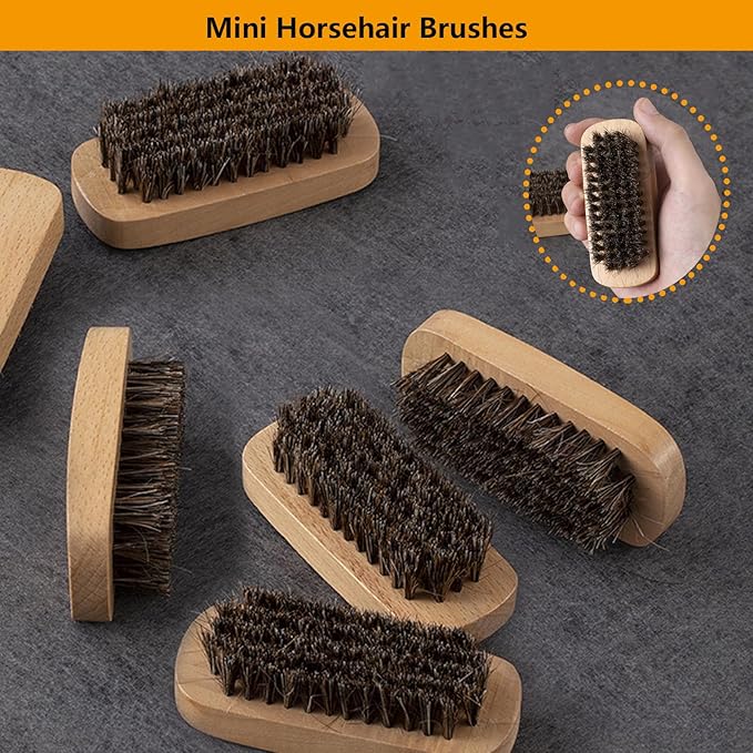 Horsehair Laundry Stain Brush 3 Pack Clothes Brush Shoes Soft Bristle Cleaning Brush Natural Wood Laundry Brush for Stains on Clothes Shoes Polishing Brush Shining Brushes