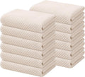 Kitinjoy 100% Cotton Waffle Weave Kitchen Hand Towels (13 X 28 Inches, Beige), 12-Pack Super Soft and Absorbent Dish Towel for Drying Dishes