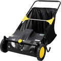 21 Inch Lawn Sweeper Push Hand Powered for Leaves, Grass Clippings & Yard Debris, 4 High-Speed Brushes & Large 7 cu ft Hopper Bag | Adjustable Height, ABS+Steel Frame (21 Inch Black)