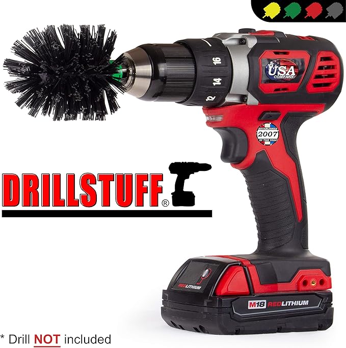 Ultra Stiff Black Mini Original BBQ Grill Brush - Electric Spin Scrubber for BBQ Grill Cleaning - Outdoor Cleaning Supplies, Ideal for Brick, Concrete, Metal, Fireplace Grates & Electric Smokers