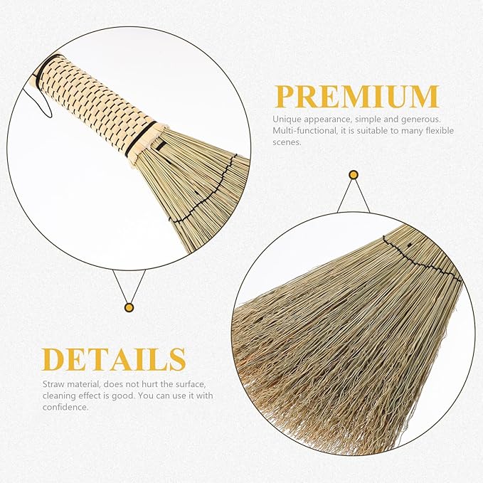 Mini Handheld Corn Broom Woven Straw Cleaning Brush for Home Car for Small Spaces Reach Areas Housewarming Present Compact Easy to Store