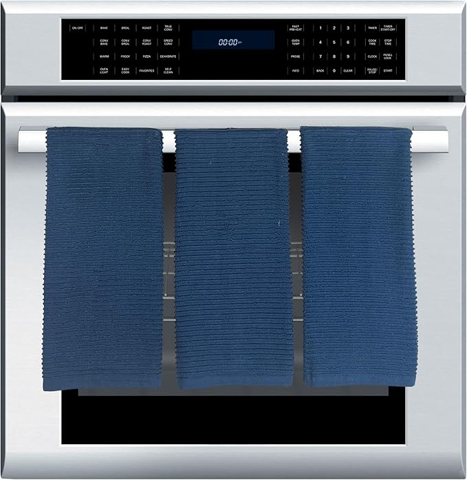 Serafina Home Royal Nautical Blue Kitchen Hand Dish Towels: Oversized 28" x 18",100% Cotton Cloth Soft Cleaning Drying Absorbent Set of 3 Multipurpose for Everyday Use (Royal Blue)