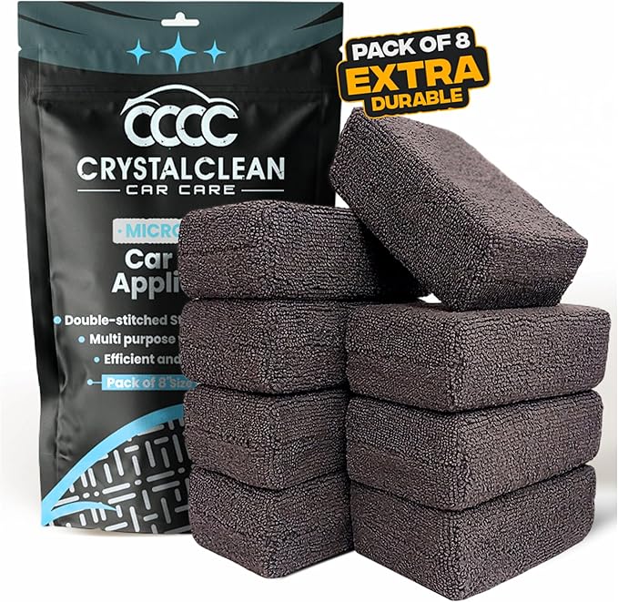 Microfiber Applicator Pad (5" X 3") (Pack of 8) Rectangle Microfiber Applicator Sponges Lint Free Soft Polishing Pads Car Wax Applicator for Detailing and Buffing - Grey