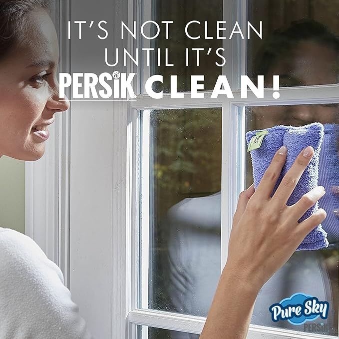 Pure-Sky Ultra Microfiber Cleaning Sponge – 2-in1, Combination for Glass and Multipurpose – JUST ADD Water No Detergents Needed – Use for Windows, Glass, Mirrors, Removing Stains in The Cracks