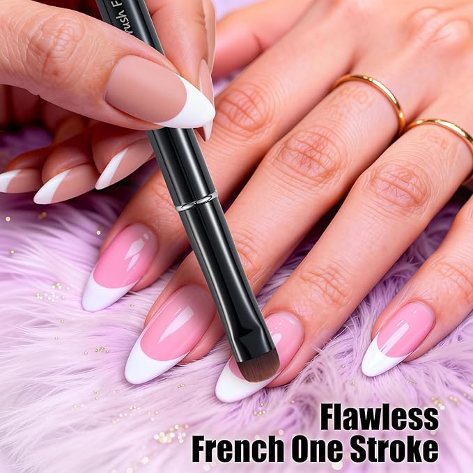 Nail Brush for French Tips & Cleaning Gel Polish- Precision Thin Brush for Acrylic, Polygel - Professional Kolinsky Sable Nail Art Brush (Black, F14)