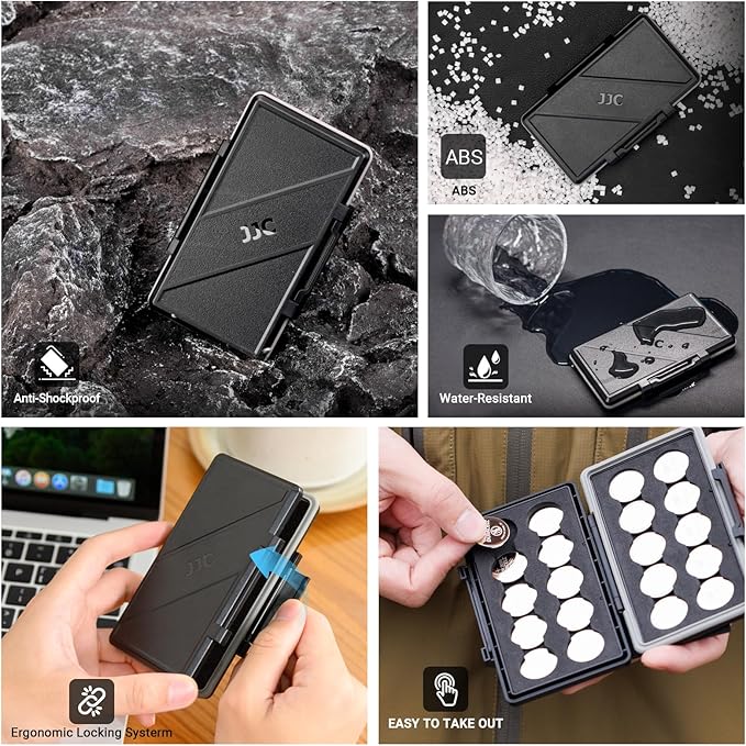 JJC CR2032 CR2025 Battery Case Holder Storage,Water-Resistant Anti-Shock, Coin Cell Battery Case for 20x CR2032 CR2025 CR2045 CR2016, CR2032 Button Round Battery Holder Case, Battery Not Included