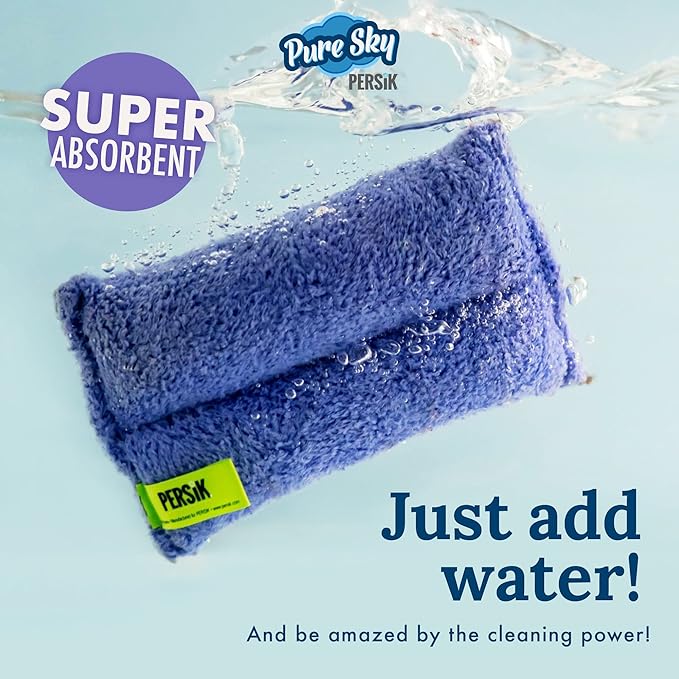 Pure-Sky Ultra-Microfiber Cleaning Sponge – Kitchen, Household and Dish Sponges – JUST ADD Water No Detergents Needed – Heavy Duty for Removing Stains in The Cracks, Tubs, Sinks