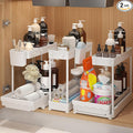 3 Pack Multi-Purpose Under Sink Organizers and Storage, 2026 L-Shaped Pull Out Cabinet Organizer for Bathroom & Kitchen, Under Cabinet Organizer with Hooks Hanging Cup (White, 12.85 inch)