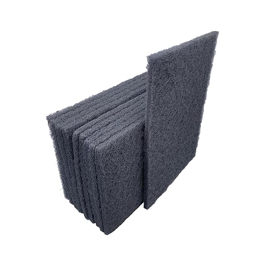 VSM 10-Pack: 6" x 9", Gray - Ultra Fine, Non-Woven Hand Pad, Silicon Carbide Grains, Rust and Oxidation Resistant, Multipurpose Abrasive Scrub Pad for Finishing and Cleaning