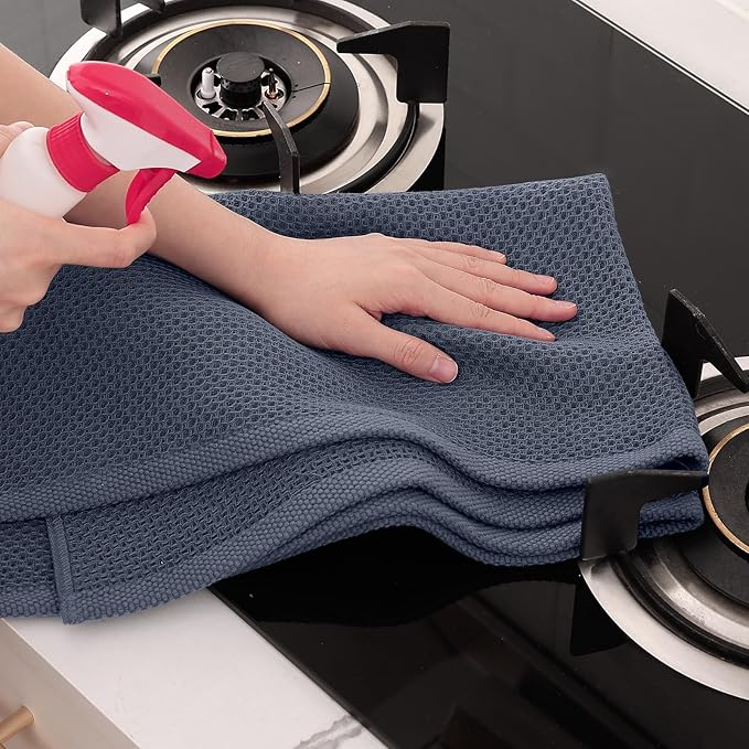 Homaxy 100% Cotton Oversized Waffle Weave Kitchen Dish Towels, 7-Pack Ultra Soft Absorbent Dish Towels, Quick Drying Cleaning Towels, 20 x 28 Inches, Dark Grey