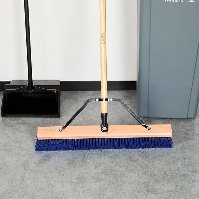 Restaurantware-BROOM HEAD ONLY: Clean Tek Professional 24-Inch Broom Head, 1 Heavy-Duty Push Cleaning Tool - Handle And Brace Sold Separately, Heavy Plastic Bristles, Wooden, Commercial Use