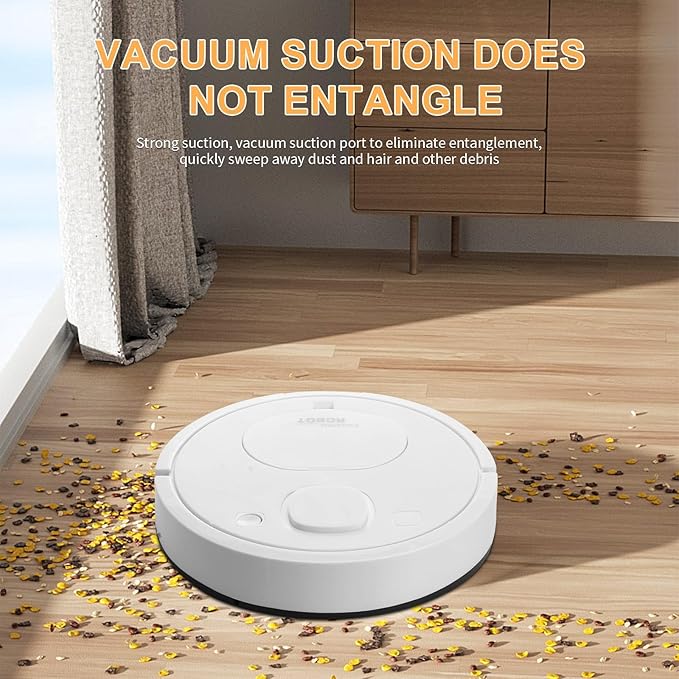 Mini Robot Vacuum Cleaner for Pet Hair, 1200Pa Suction with Dual Side Brushes, 6cm Ultra-Thin ≤55dB Quiet, Fits Hardwood/Low-Pile Carpets，Powerful Suction Robot Vacuum for Small Homes