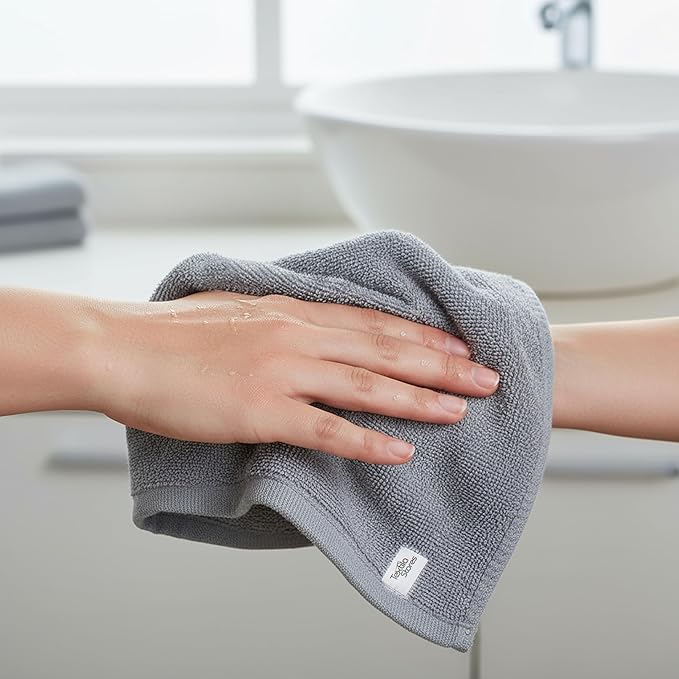 Basic Wash Cloths 12x12 Inches – Pack of 12 – Grey Color – Soft and Absorbent Multipurpose Cotton Washcloths for Bathroom, Spa, Gym, Salon, Hotel, and Everyday Use