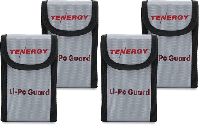 Tenergy 4 Pack, Fire Retardant Lipo Bags, Battery Bags for Charging and Storage, 5.5x3.5x2 inches Each