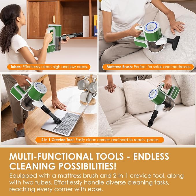 VersLife Cordless Vacuum Cleaner, Cordless Stick Vacuum for Pet Hair & Hard Floors, 30Kpa Powerful Suction, Up to 35 Mins Runtime 6-in-1 Lightweight Handheld Vacuum Cleaner