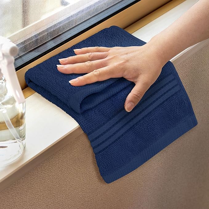 Utopia Towels Wash Cloths Set, 12 by 12 Inches, 100% Cotton Ring Spun, Highly Absorbent and Soft Feel Washcloths for Bathroom, Spa, Gym, and Face, 12 Pack Navy