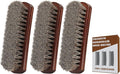 100% Horsehair Brush Professional Premium Horsehair Shoe Brush Dauber Applicators for Leather Shoes Boots Coats Purses Soft Horsehair with Curved Wood Handle for Grip Leather Shine Polish (3pcs)