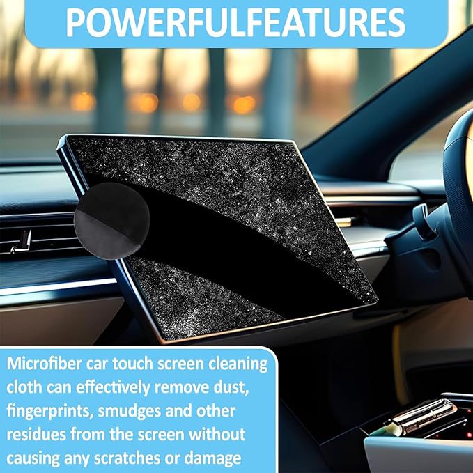 2Pcs Car Touch Screen Cleaner Cloth,4.2"×4.2" Square Microfiber Car Screen Cleaner,Black Auto Screen Cleaning Pad Car Interior Cleaner Wipes for Vehicle Dashboard LCD Display