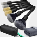 8PCS Car Detailing Brush Set - Ultra Soft Boars Hair Car Interior Detailing Brushes【Not Easy to Shed Bristles 】- Automotive Cleaning Brushes Kit w/Storage Bag & Car Drying Towel, Car Dust Brush