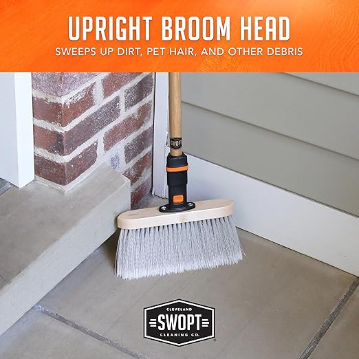 SWOPT Premium Smooth Surface Straight Broom Head — Cleaning Head Interchangeable with All SWOPT Cleaning Products for More Efficient Cleaning and Storage — Picks Up Fine Particles and Pet Hair