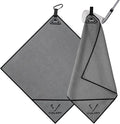 Magnetic Golf Towel for Bag 18" x 18" with Clip Exclusive Cleaning Pocket Microfiber Waffle Ultra Absorbent Club Ball Cleaner, Essential Golf Accessories and Gifts for Men Women(Gray 1 Pack)