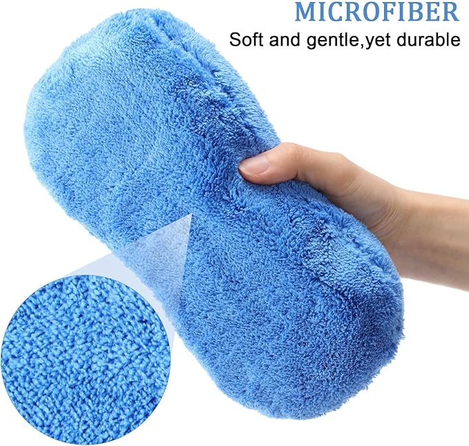 Tanlade 2 Pcs 2 Pack Large Microfiber Car Wash Sponge for Cleaning, Non Scratch Microfiber Sponges for Car Washing Supplies, Trucks and Motorcycles (Blue,Gray)