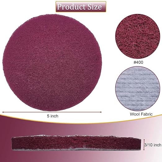 10 PCS 5 Inch 400 Grit Scrubber Scouring Pads Flocking Scuff Pads -Hoop and Loop Scuff Pads Conditioning Discs Polishing Pad for Furniture Automotive Cleaning, Rust Removal