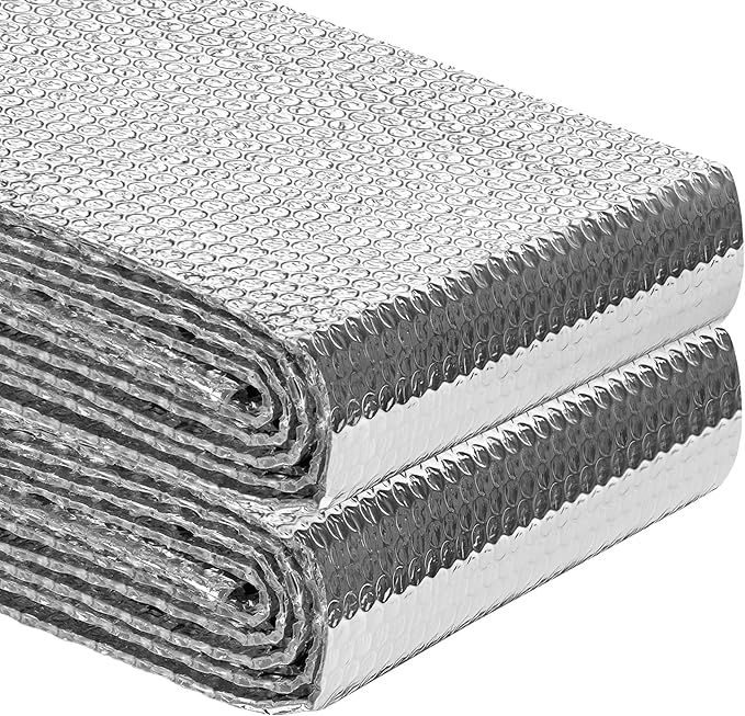 Reflective Insulation Roll 47inch x 30Ft Double Bubble Reflective Aluminum Foil Wrap Insulating Sheet Thermal Shield Radiant Barrier for Winter RV Window Thermal Cold Insulation Summer Heat - Silver