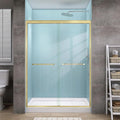 GETPRO Sliding Shower Door 50-54 in. W x 72 in. H Semi-Frameless Bypasss Double Sliding Glass Shower Enclosure,1/4 inch Clear Tempered Glass Door for Walk-in Shower Brushed Gold