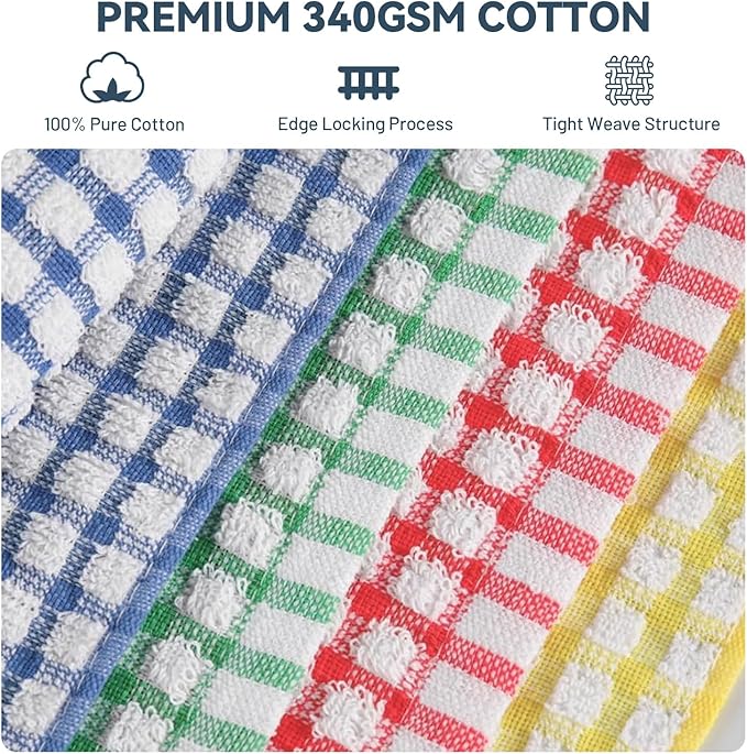 Egles 4 Packs Kitchen Dishcloths 15x27 Inches 100% Cotton Kitchen Dish Cloths for Washing Dishes Scrubbing Wash Cloths Dish Towels Sets (Mix Color)