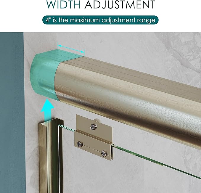 ELEGANT Double Sliding Shower Door 44-48" W x 72" H, Semi-Frameless Bypass Shower Glass Door with Dual Towel Bar Handles, 1/4" Tempered Glass for Walk-in Shower, Brushed Gold