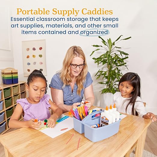 ECR4Kids 3-Compartment Storage Caddy, Storage Organizer, Earthtone, 6-Pack