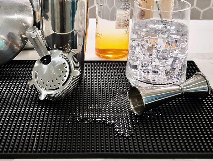 Highball & Chaser Bar Mat 18 x 12, Thick Durable and Stylish Bar Mat for Spills. Non Slip, Non-Toxic, Service Mat for Coffee, Bars, Restaurants Counter Top