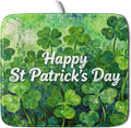 St Patricks Day Lucky Clover Dish Drying Mat for Kitchen Counter 16x18 Green Shamrock Happy Holiday Theme Absorbent Reversible Microfiber Drying Mats Kitchen Countertop Protector Dishes Drainer Pad