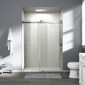 Abruzzo 76" Frameless Shower Door Single Sliding - 1/4" Tempered Glass Soft Close, Brushed Nickel, Adjustable 56-60" Width