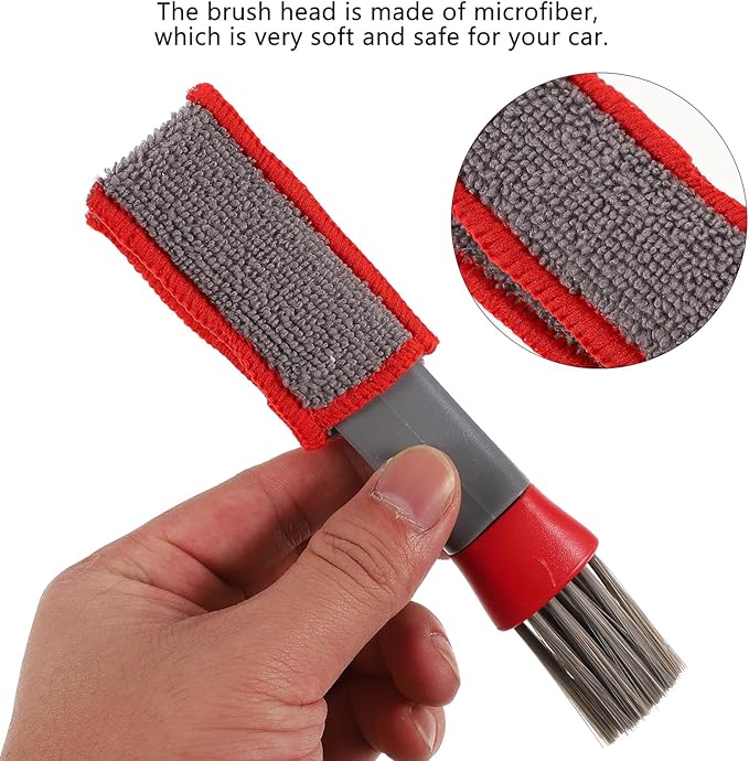 Double Ended Mini Duster Car Air Vent Cleaning Brush 2pcs Set for Interior Detailing and Air Conditioner Dusting Automotive Cleaning Tool