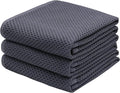 Mia'sDream Cotton Kitchen Towels and Dish Cloths Sets, Waffle Weave Dish Towels for Kitchen Drying Dishes, Soft and Absorbent Kitchen Hand Towels Washcloths, 13inch x 28inch 3 Pack (Dark Gray)