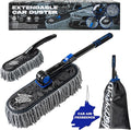Flash Dog Car Duster Exterior & Interior Scratch Free Kit Microfiber and Telescopic Aluminum Alloy Handle for Cars/SUV/Trucks with Car Duster Interior, Portable Waterless Dust Removal