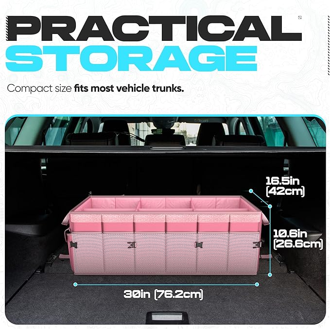 FORTEM Trunk Organizer For SUV Car Trunk Organizer, Foldable Storage, Car Accessories for Women Men, Collapsible Bag, Perfect Christmas Gifts, 600D Oxford, Non Slip Bottom, Straps, Soft Cover (85L)