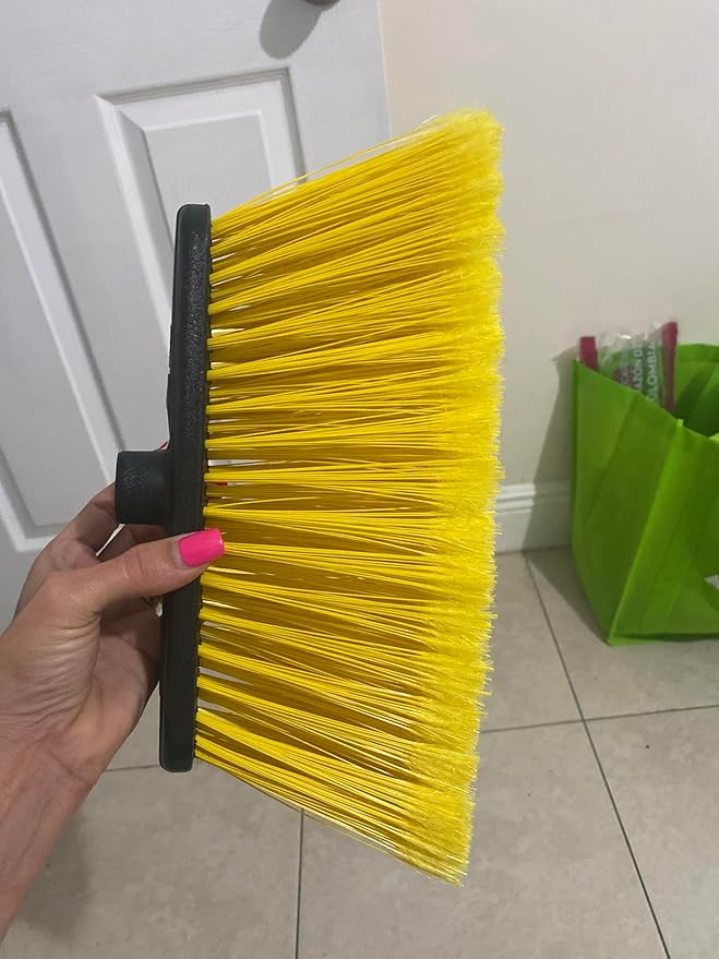 LUZIA Yellow 14" Premium Broom Head – Extra Dense Soft Flagged Bristles – Deep Sweep – Universal 7/8" Thread – Recycled PP – Handle Not Included(Yellow, LUZIA)