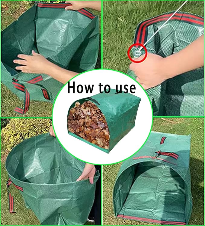 72-Gallon Large Yard Waste Bags, Large Yard Dustpan-Type Lawn and Leaf Bags, Reusable Garden Bags for Leaves, Debris, Grass, Clippings, Lawn Trash