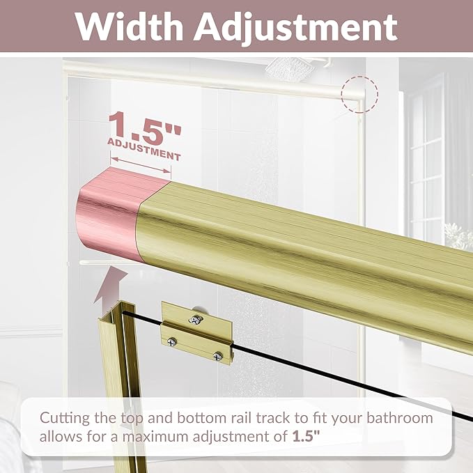 ELEGANT Semi-Frameless Sliding Shower Door 60 in. W x 72 in. H, Bathroom Shower Door with 1/4'' Clear Glass, Shower Glass Door in Brushed Gold