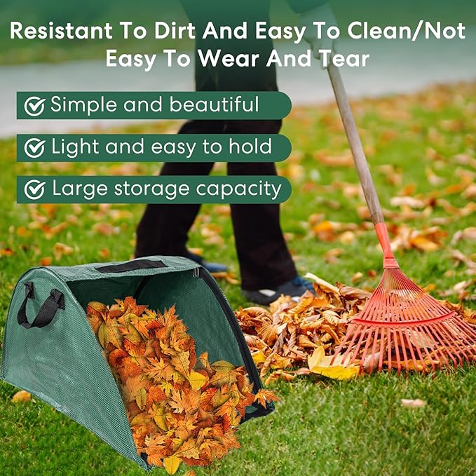 2 Pcs Leaf Collector, Garden Bags, Leaf Bags, High Capacity Leaf Loader with Handles, Foldable Dustpan Leaf Bag Chute, Removable, Tear-Resistant and Reusable Yard Leaf Collector