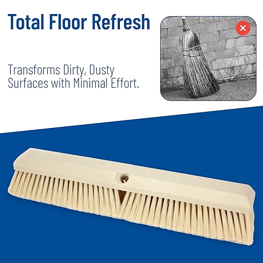 SPARTA 41890EC25 Omni Sweep Plastic Push Broom Head, Heavy Duty, Industrial Broom With Color Code System For Outdoor, Indoor, Garage, Concrete, Patio, Kitchen, Bathroom, 18 Inches, Tan