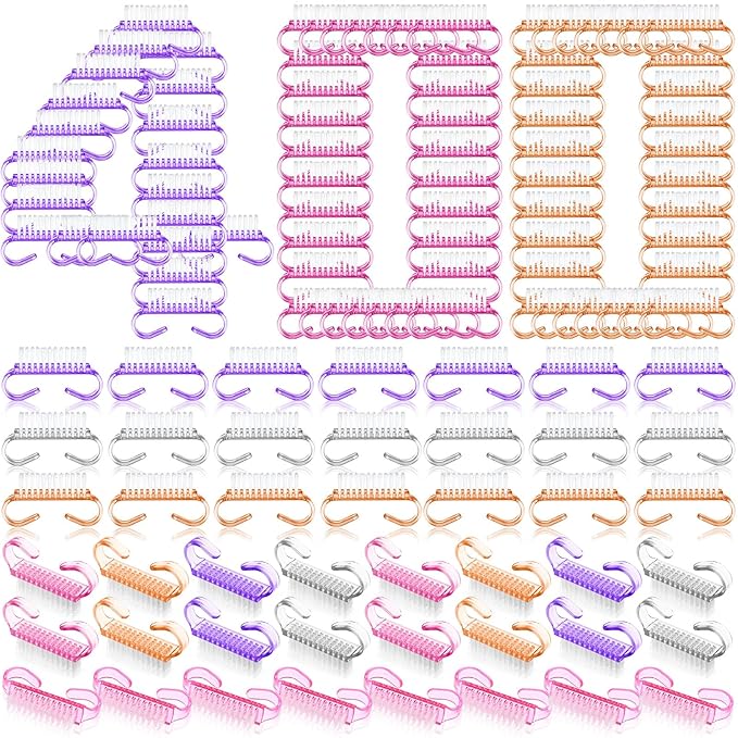Bokon 400 Pcs Handle Grip Nail Brush Bulk Fingernail Scrub Brush for Toes and Nails Cleaner, Pedicure Scrubbing Tool Kit for Men and Women(Colorful)