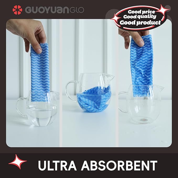 Disposable Cleaning Cloths Roll Disposable Dish Cloth Multi-Purpose Heavy Duty Paper Towels-200 Sheets,Blue