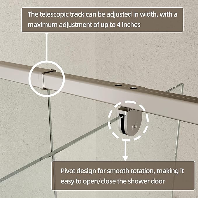 38-42" W x 71" H Pivot Swing Glass Shower Door,Pivot Frame Shower Door with 1/4"(6mm) Clear SGCC Tempered Glass,Chrome Finish Shower Doors,Reversible Installation
