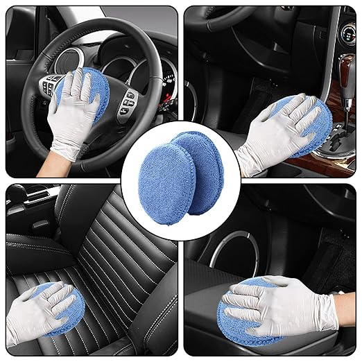 Fasmov 30 Pack Microfiber Applicator Pads Wax Applicator, Car Wax Applicator Pads Polish Microfiber Foam Sponge Microfiber Round Sponge Detailing Cleaning Pads for Cars, Blue